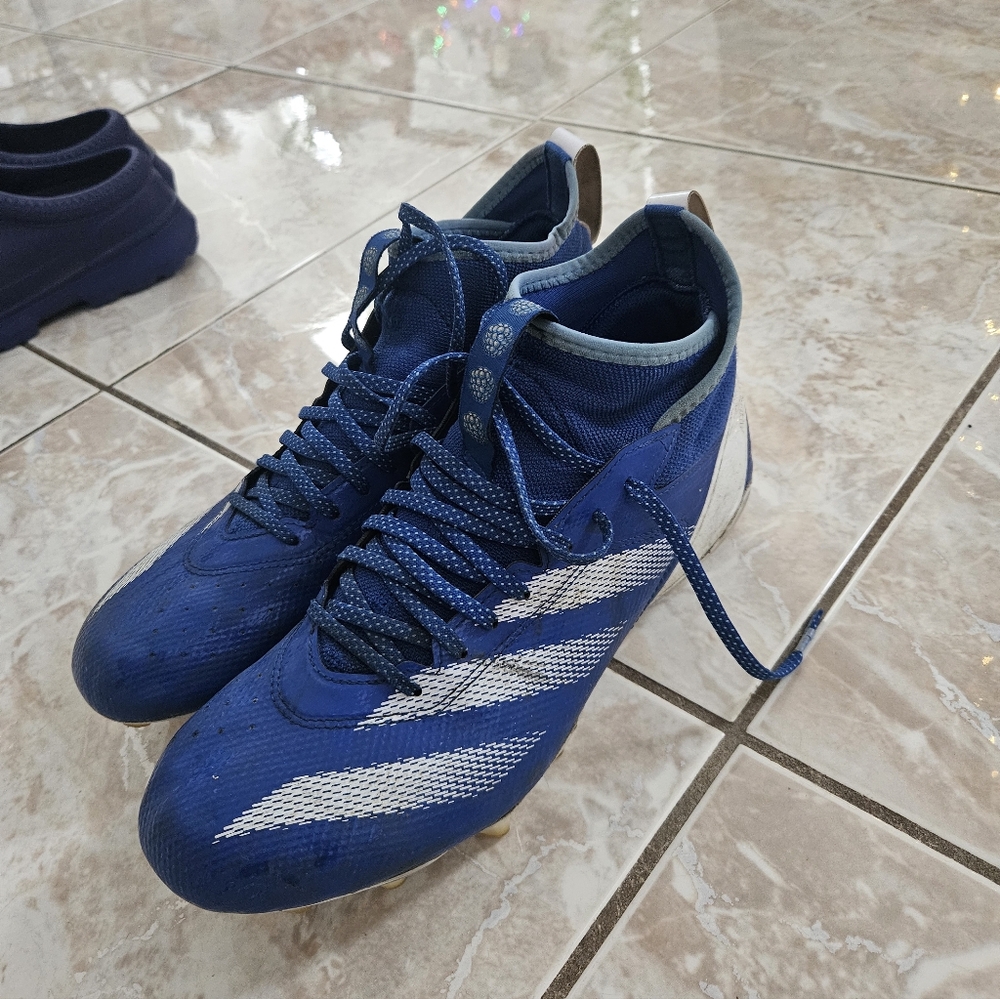 Adidas Men's Blue and White Adizero Cleats. Sz 10